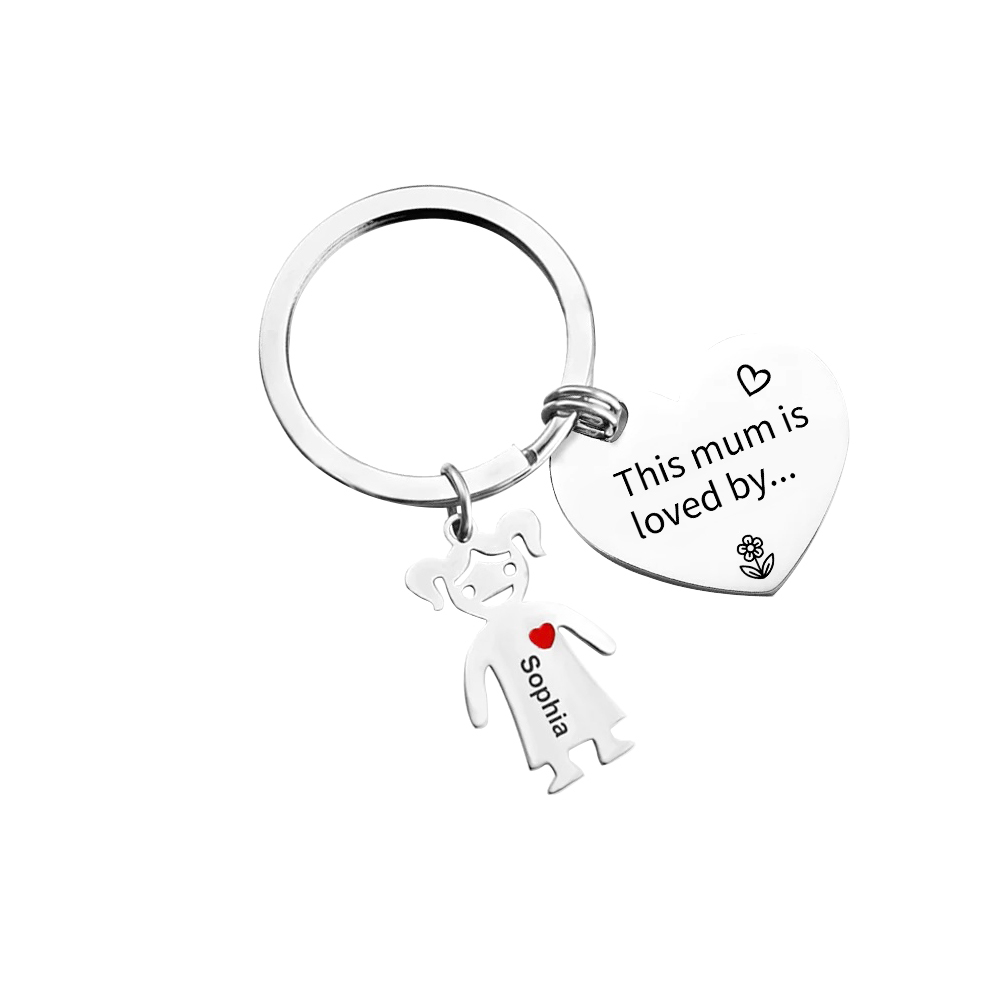 To Mum - 1 Name Personalised Keychain with Kid Charm Engraved Names Keychain Mother's Day Gift for Mum | JesseMade