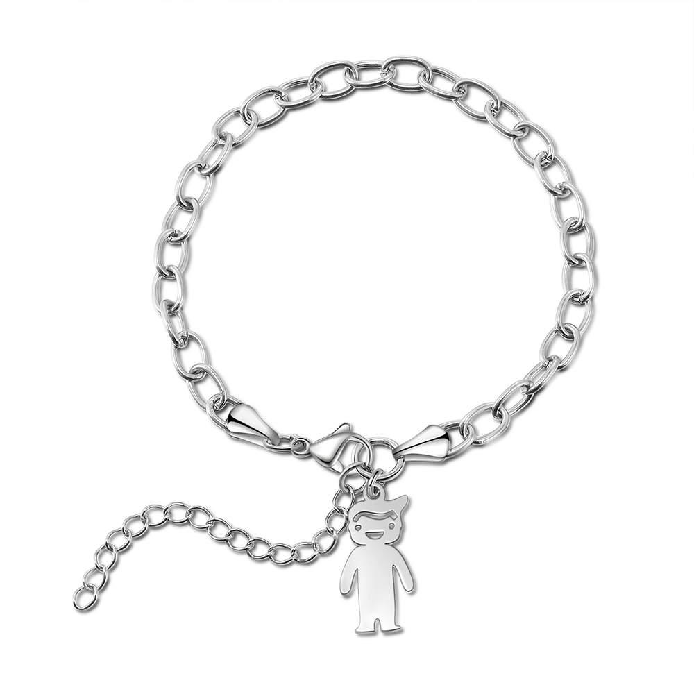 Personalised 1 Kid Charm Bracelet Engraved Names Gift For Mother-Jessemade AU