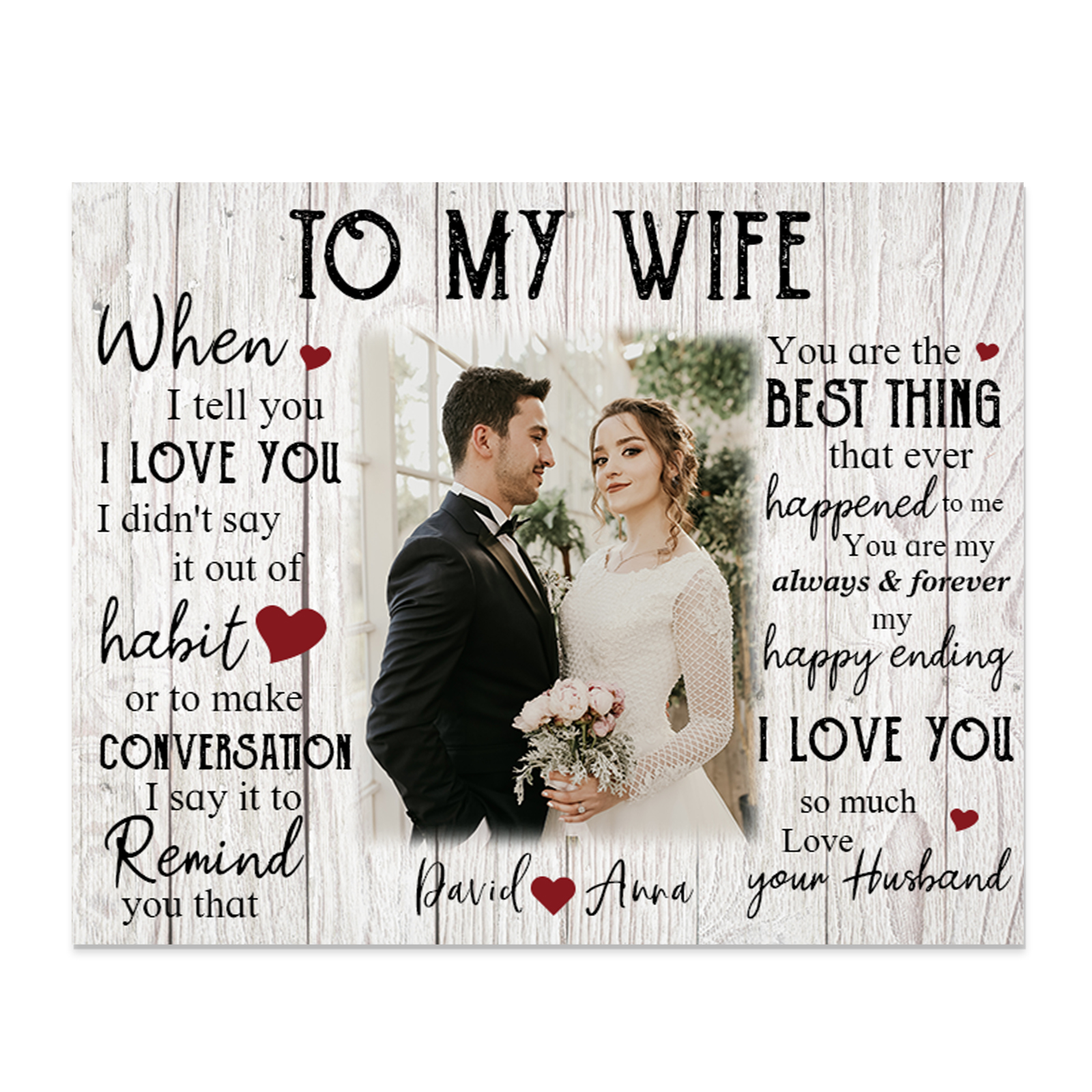 To My Wife Wooden Plaque Custom Photo & Text Art Decorations Picture Board Desktop Ornaments Gifts for Her-Jessemade AU