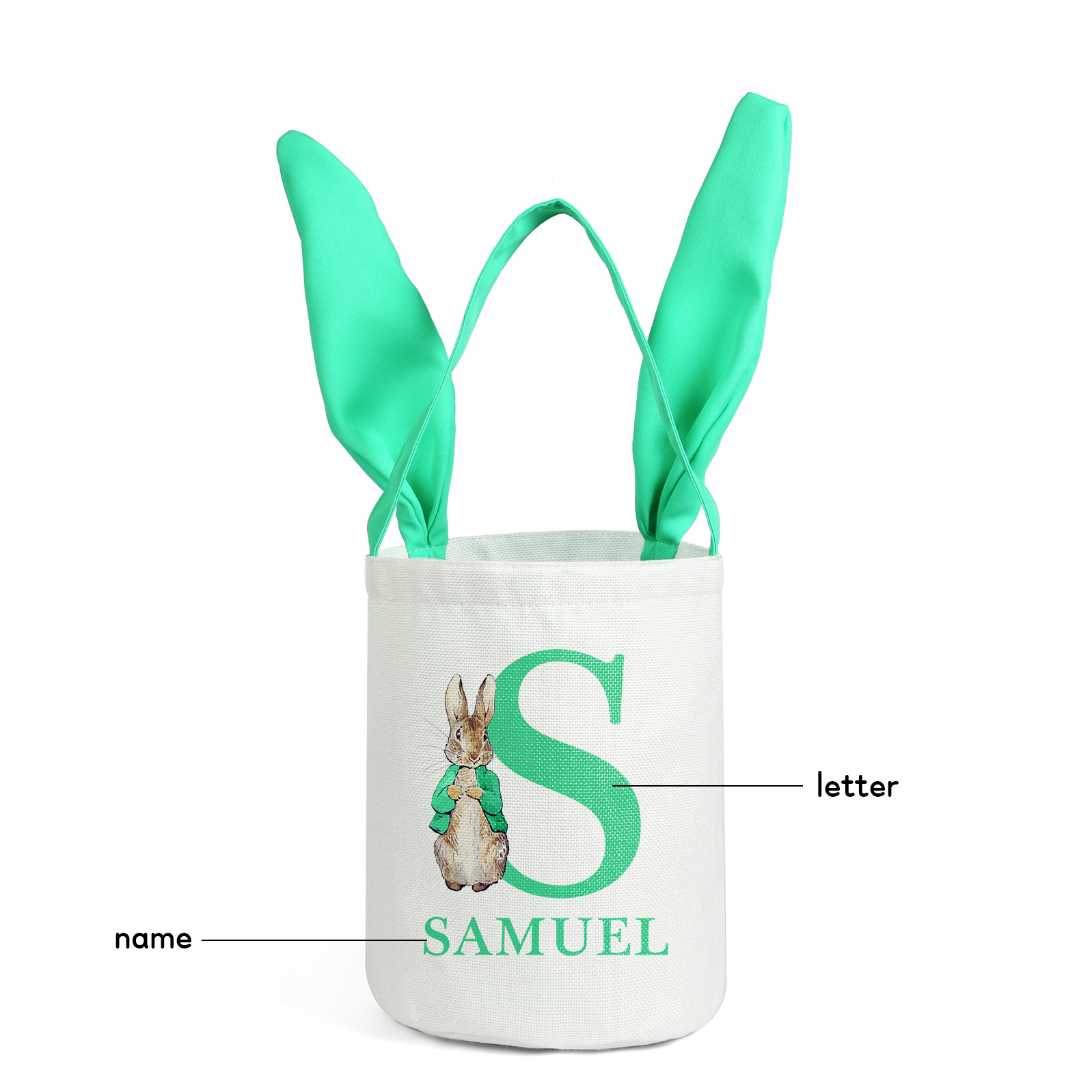 Easter Bunny Tote Bag Personalised Name & Letter Bucket Bag Bunny Basket Gifts For Kids-Jessemade AU