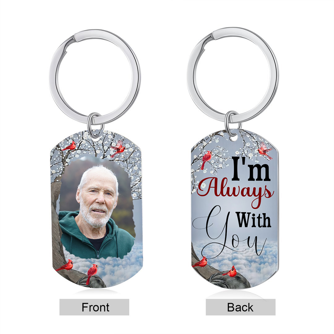 Cardinal Memorial Keychain Custom Photo Keyring Commemorate Deceased Loved Ones -  I'm Always With You-Jessemade AU