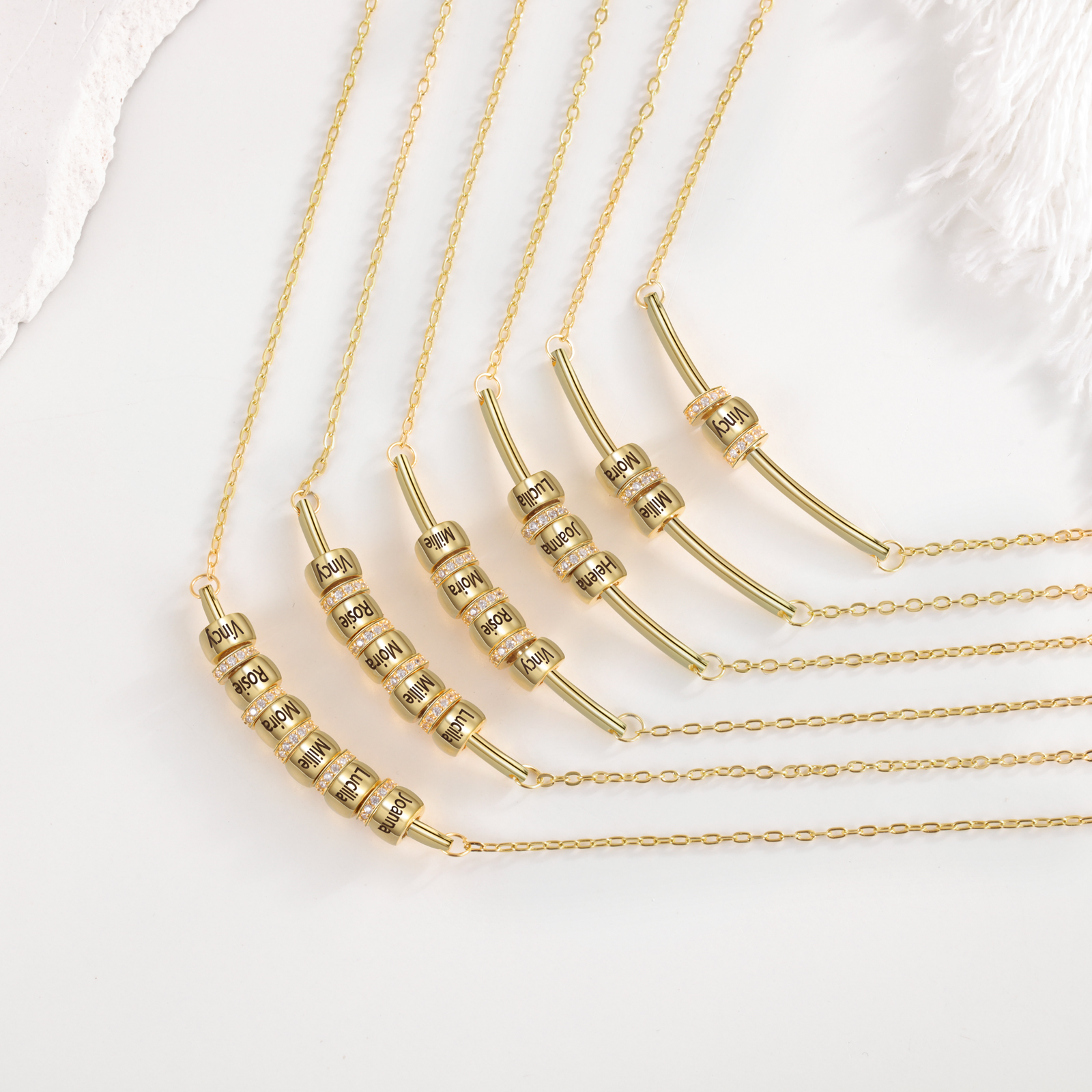 Personalised 5 Beads Simple Women's Necklace