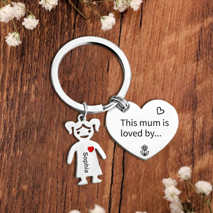To Mum - 1 Name Personalised Keychain with Kid Charm Engraved Names Keychain Mother's Day Gift for Mum | JesseMade