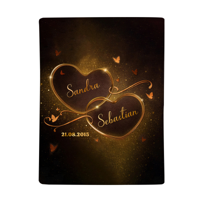 Personalised Couple Blanket Custom 2 Names & Date Blanket Heart Valentine's Day Anniversary Gift for Couples-Jessemade AU