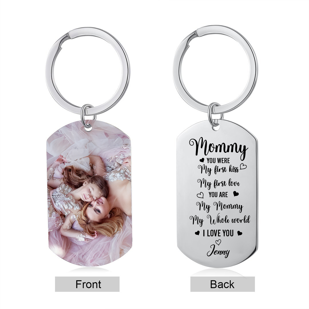 Personalised Photo & Name Keychain Gifts for Mommy/Mummy - You Are My First Kiss, My First Love, My Whole World-Jessemade AU