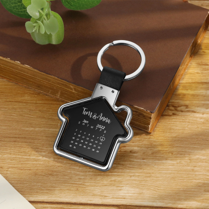 2 PCS Couple Keychain Set Custom 4 Names & 2 Dates Keyring Calendar Keychain Valentine's Day Special Gift for Him/Her-Jessemade AU