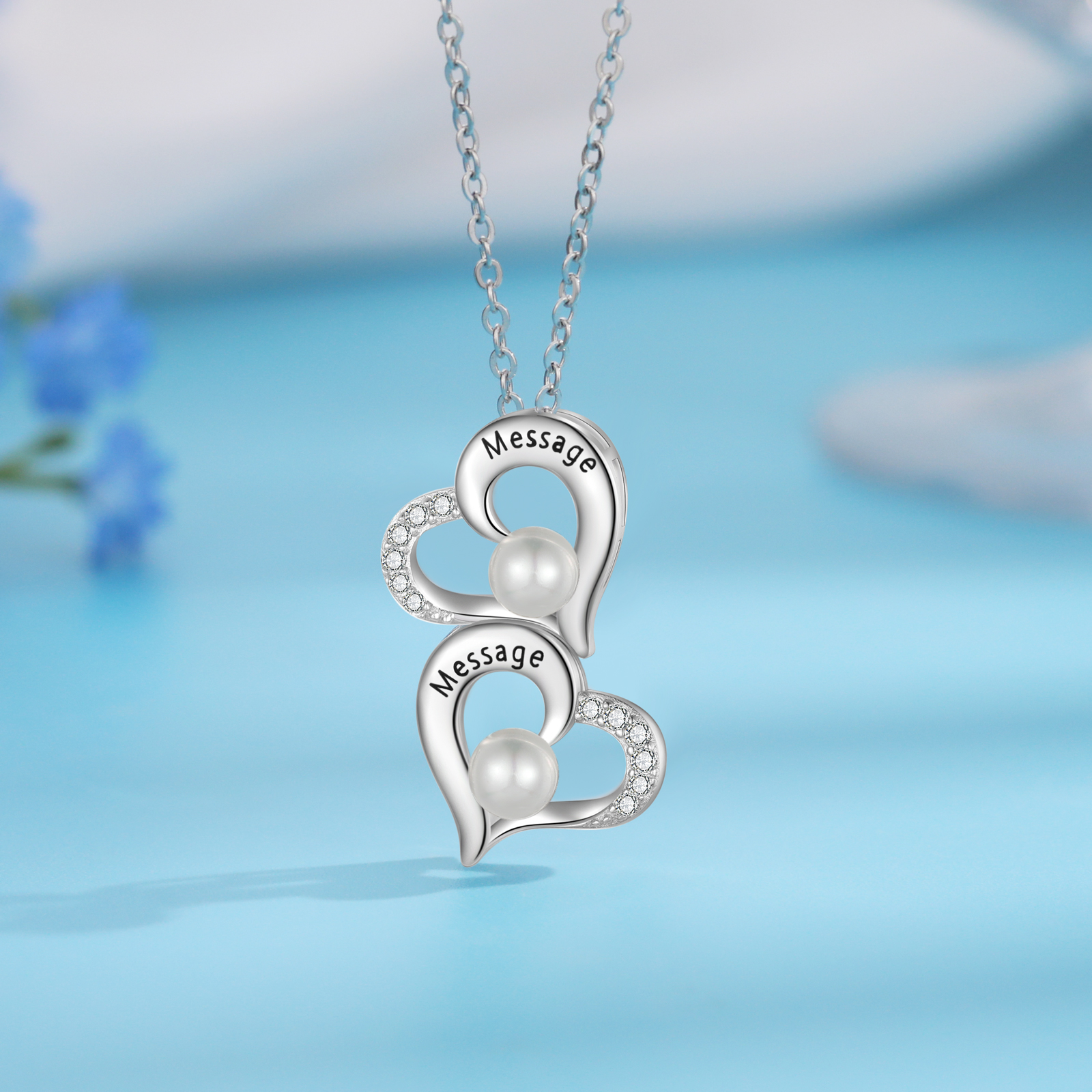 Custom Heart Necklace Engrave 2 Names Family Necklace-Jessemade AU