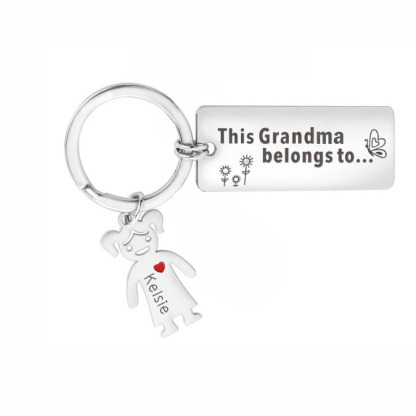 Personalised Family Keychain with 1 Kid Charm Engrave Name-Jessemade AU
