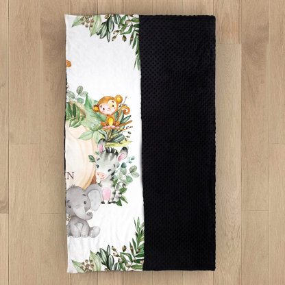Personalised Zoo Blanket Custom Name Cute Cartoon Blanket-Jessemade AU
