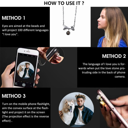 Personalised Dog Bone Projection Necklace Custom Photo Necklace Creative Gift-Jessemade AU