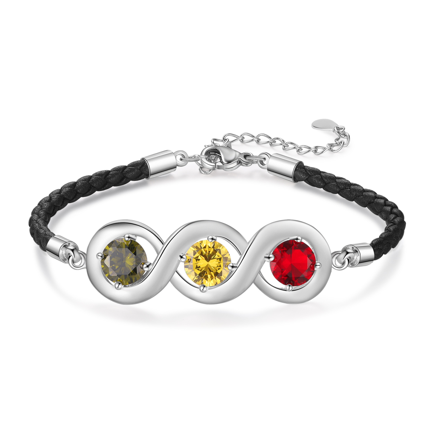 Personalised Infinity Bracelets Custom 3 Birthstones & 3 Names Adjustable Bracelet Gift for Her-Jessemade AU
