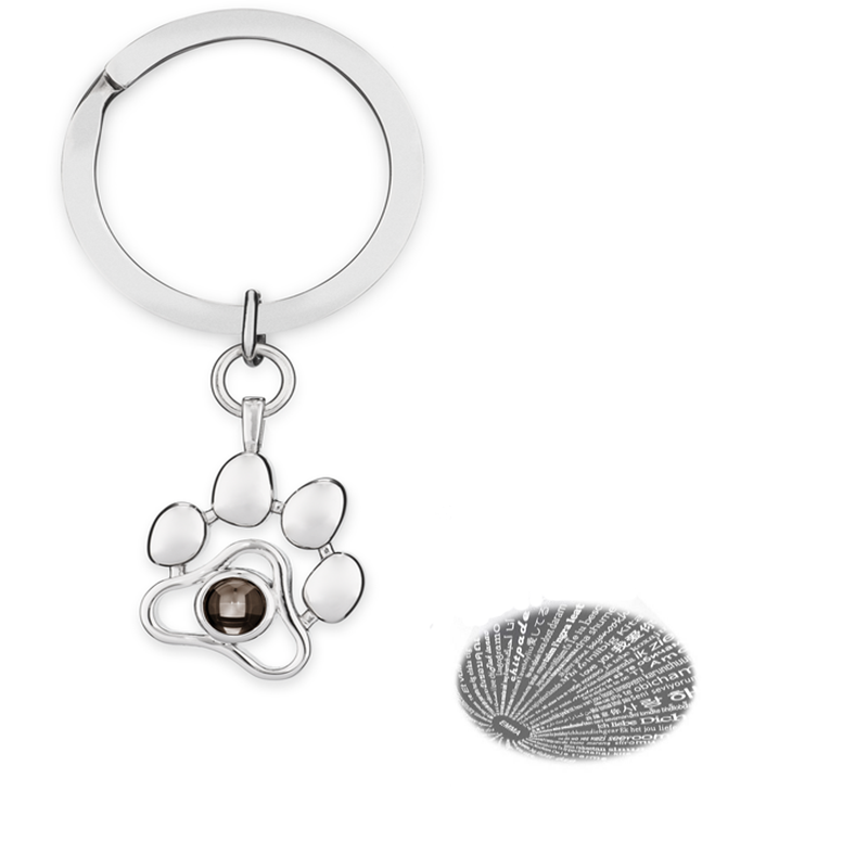 Personalised 100 Languages Projection Keychain Engraved  " I LOVE YOU"  Paw Keychain Gifts For Her-Jessemade AU