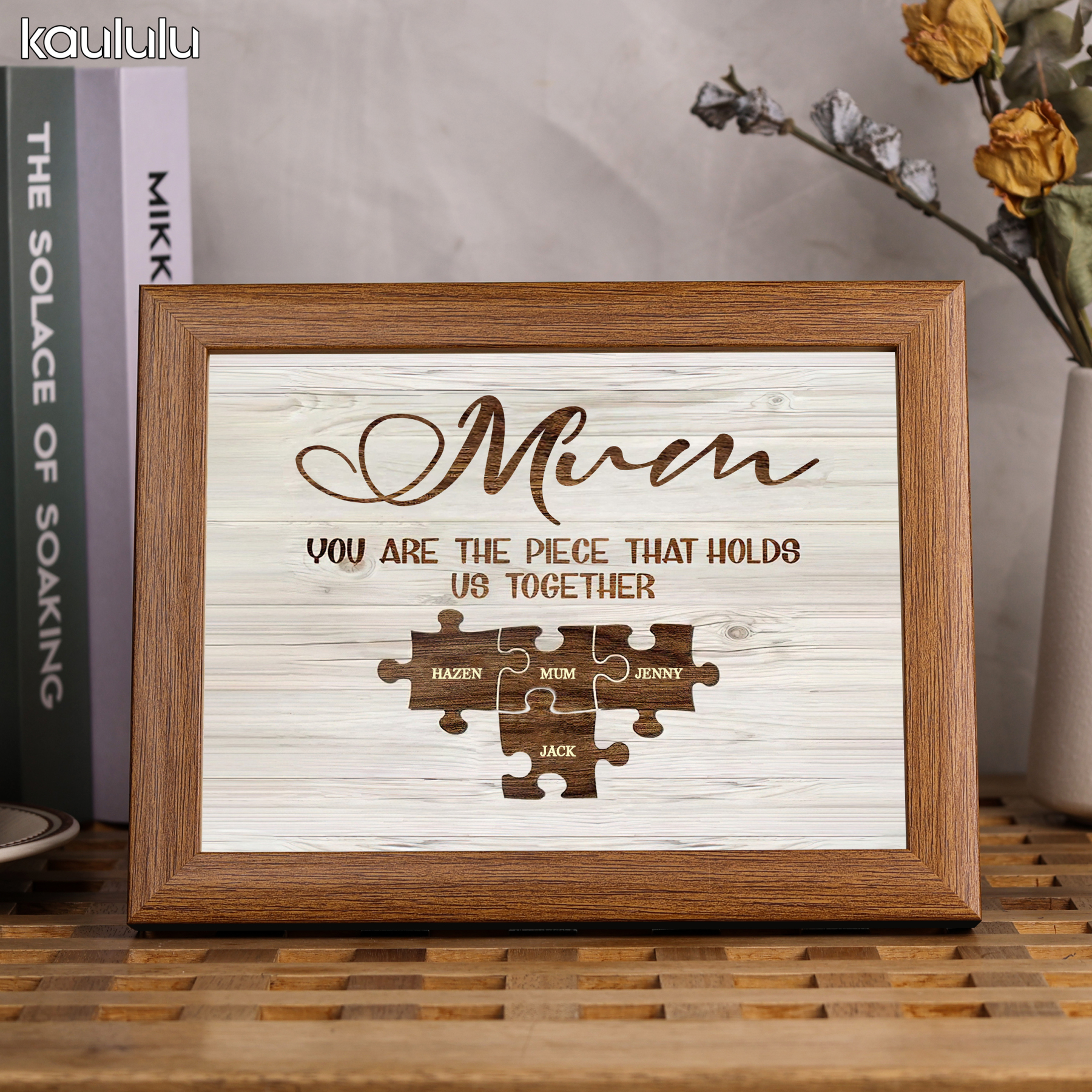 Personalised Mum Puzzle Picture Frame With Light Custom 4 Names Decor Gifts For Mother - You are the piece that holds us together-Jessemade AU