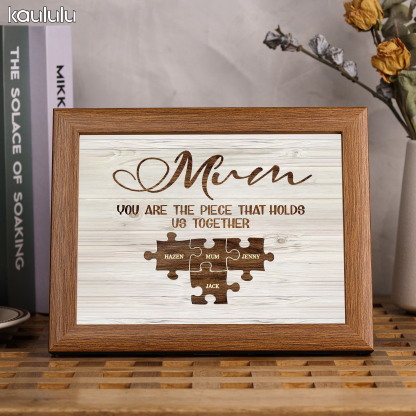 Personalised Mum Puzzle Picture Frame With Light Custom 4 Names Decor Gifts For Mother - You are the piece that holds us together-Jessemade AU