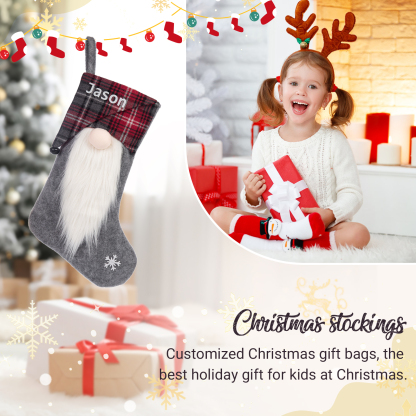 Custom 1 Name Christmas Stocking Ornaments Gray Christmas socks Personalised Christmas Gifts for Family Friends-Jessemade AU