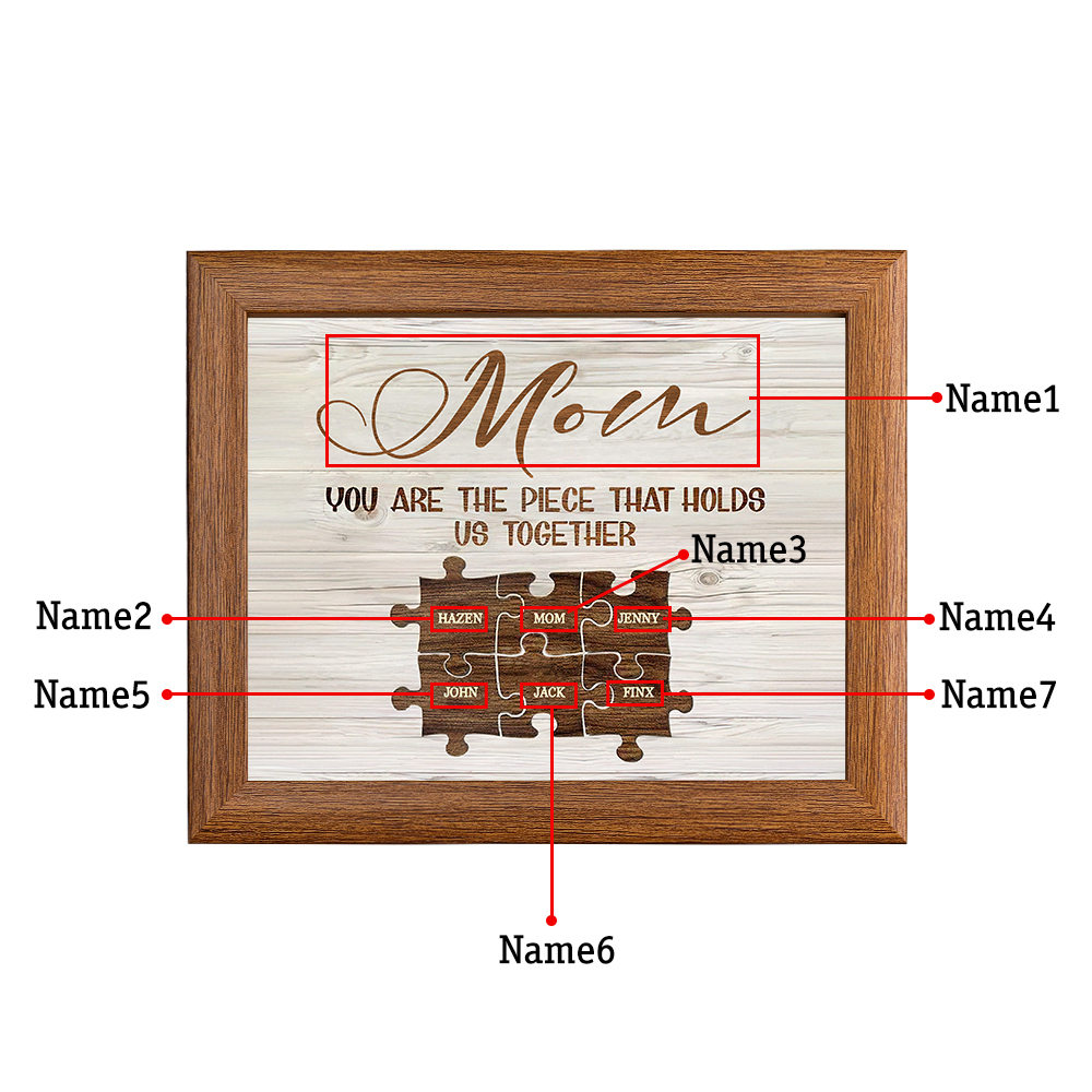 Personalised Puzzle Picture Frame With Light Custom 7 Names Home Decor - You are the piece that holds us together-Jessemade AU