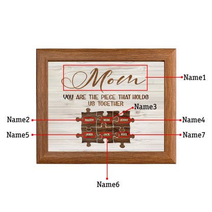 Personalised Puzzle Picture Frame With Light Custom 7 Names Home Decor - You are the piece that holds us together-Jessemade AU