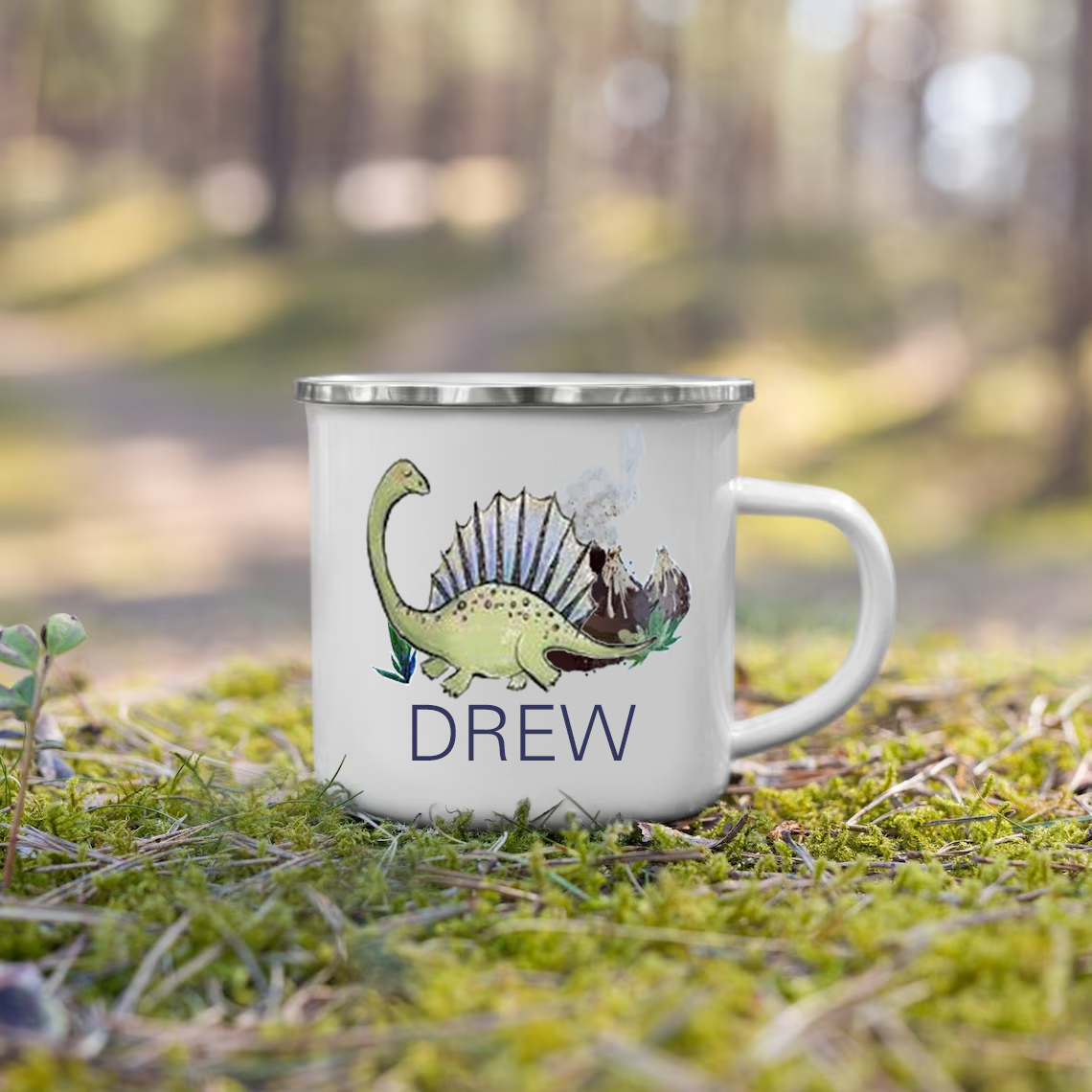 Personalised Enamel Mug Customised Name Dinosaur Cup Camping Mug Birthday Gift for Kids - Spinosaurus-Jessemade AU