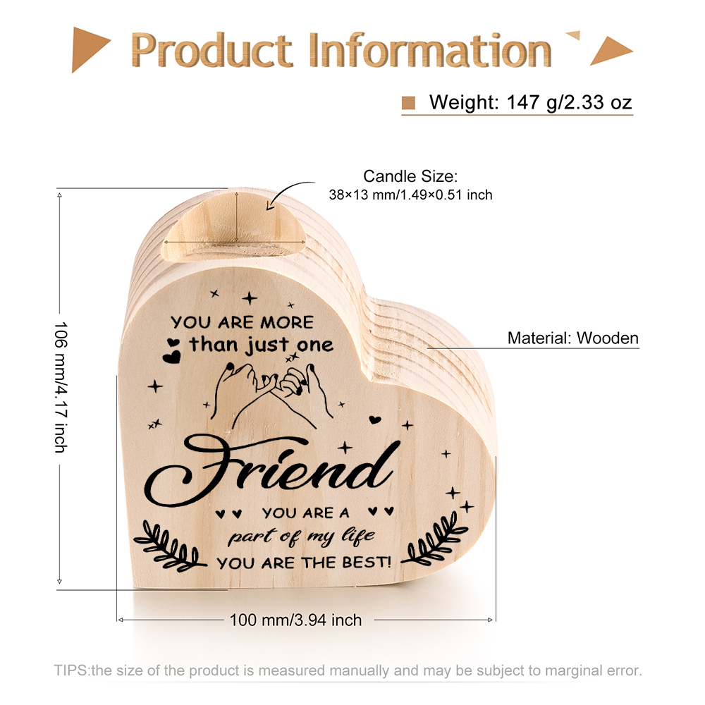 To My Friend Heart Candle Holder Wooden Pinky Swear Candlesticks - You Are More Than Just One Friend-Jessemade AU