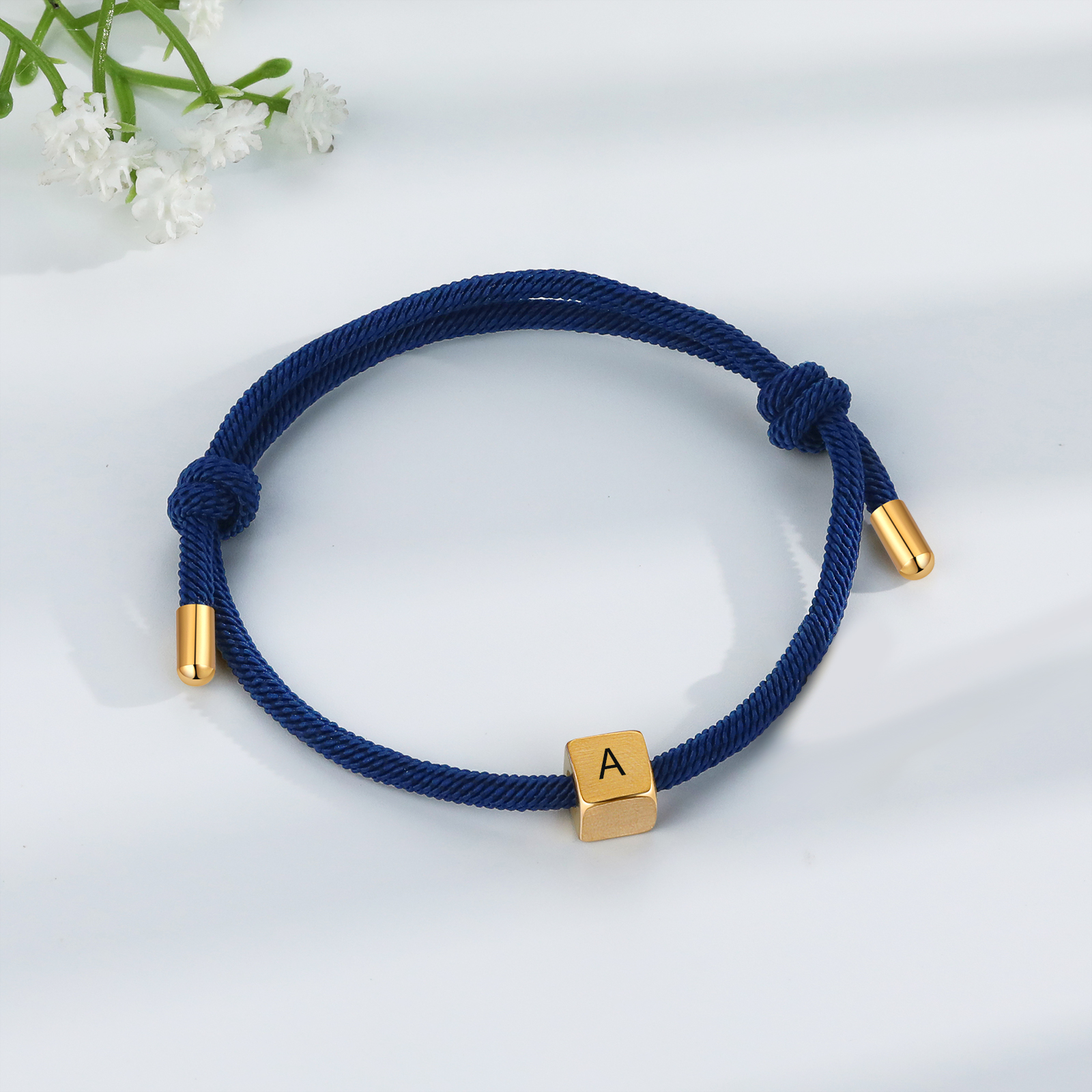 Dark Blue Couple's Bracelet Custom Letter Engraved Beads Stainless Steel Bracelet Personalised Gift for Him/Her-Jessemade AU