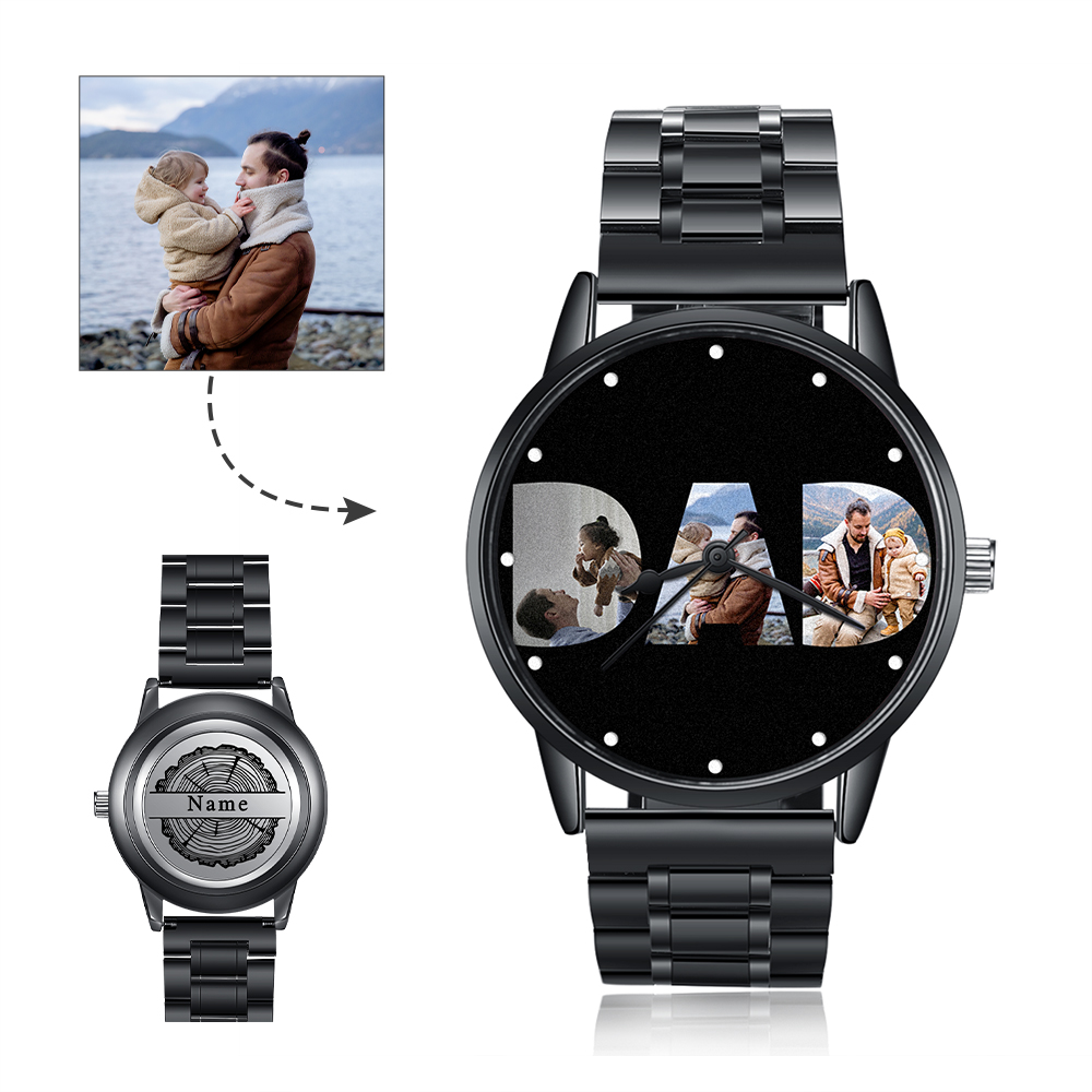 Engraved Photo Watch Custom 3 Photos Watch Bracelet For Him-Jessemade AU