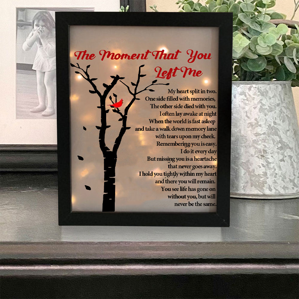 Cardinals Frame The Moment That You Left Me Lighted Shadow Box Memorial Gifts-Jessemade AU