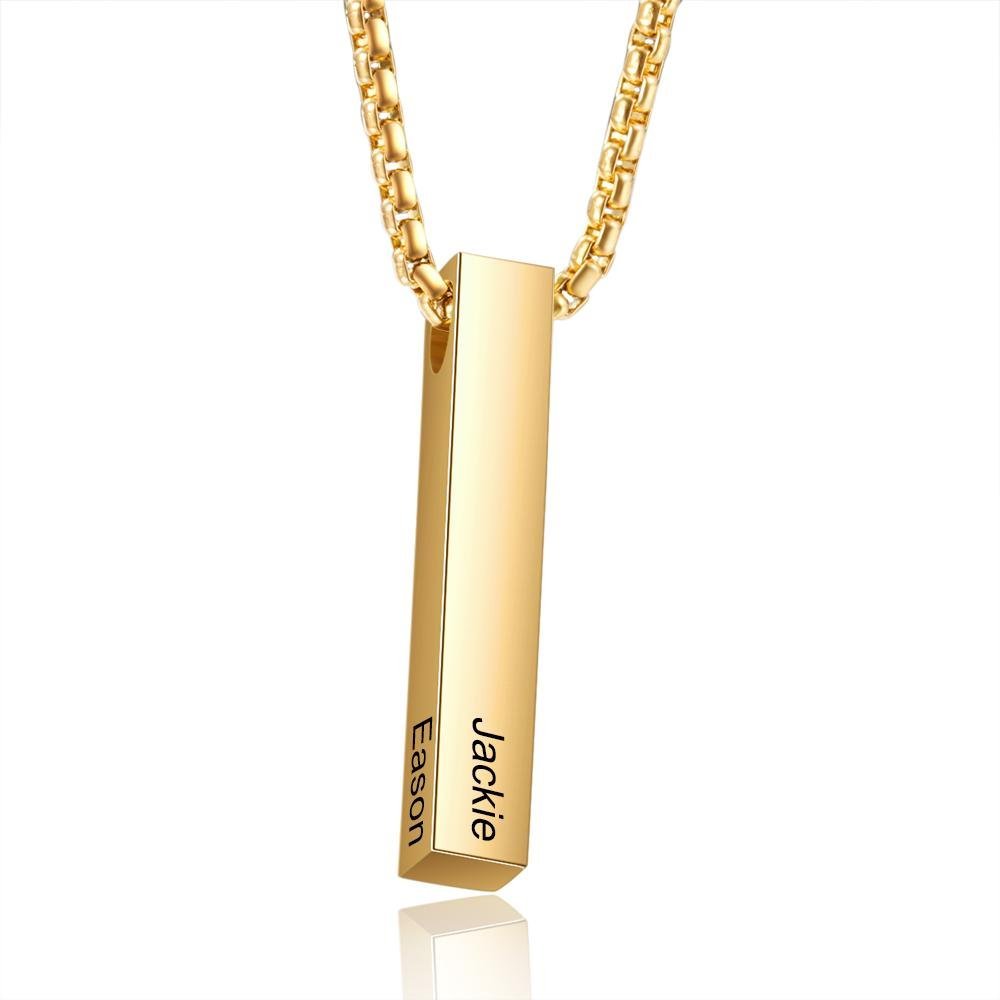 Personalised 3D Bar Necklace 4 Side Vertical Bar Necklace For Her-Jessemade AU