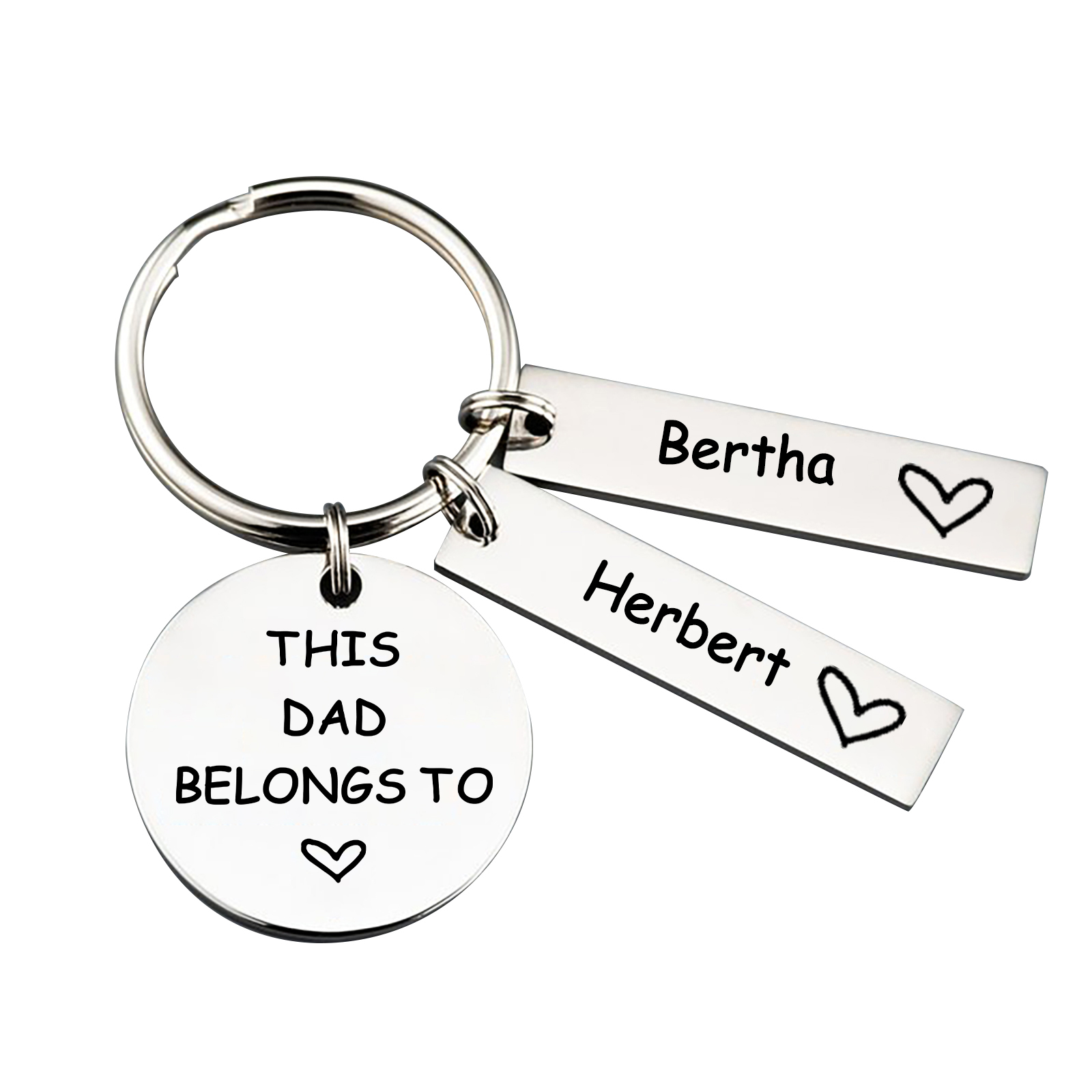 2 Names - Personalised Name Keychain Stainless Steel Keychain Special Gift for Mummy/Dad-Jessemade AU