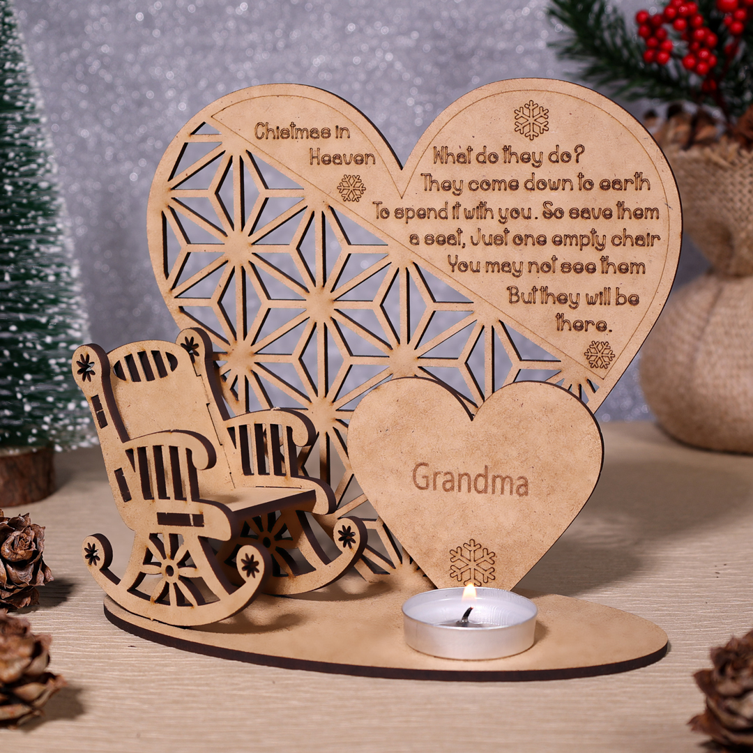 Personalised Christmas in Heaven Rocking Chair Ornament Memorial Tabletop Plaque-Jessemade AU