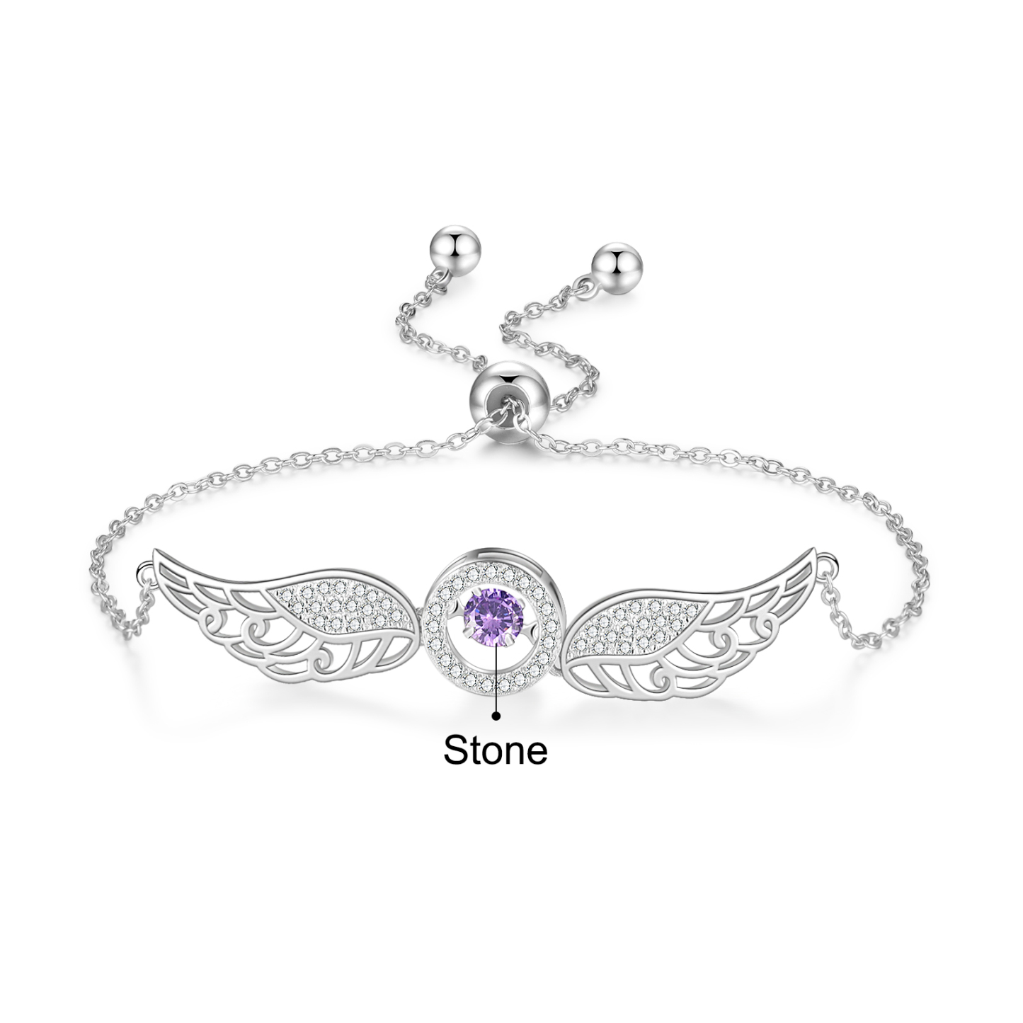 Personalised Angel Wings Bracelet with Birthstone Women's Bracelet-Jessemade AU