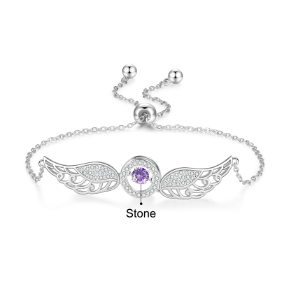 Personalised Angel Wings Bracelet with Birthstone Women's Bracelet-Jessemade AU
