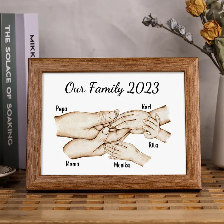 Personalised Family Holding Hands Picture Frames With Light Custom 5 Names Home Decor Gifts-Jessemade AU