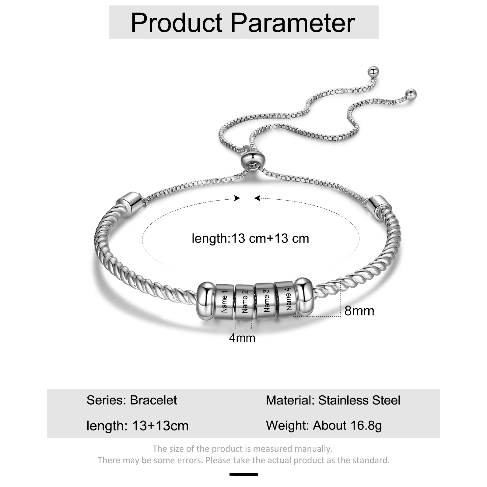 Personalised 4 Names Women's Bracelet With Beads-Jessemade AU