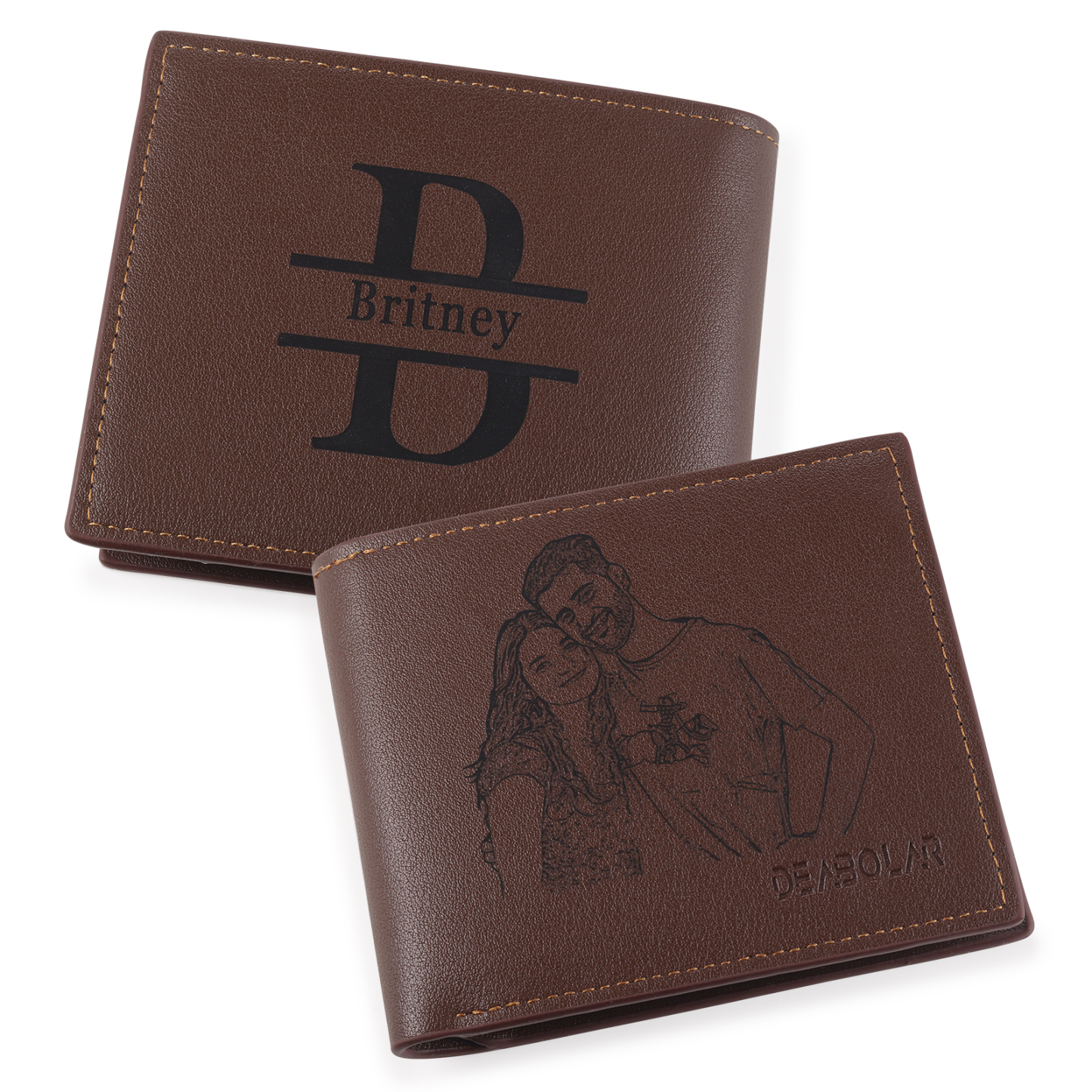 Personalised Mens Wallet Custom Photo & Name & Letter Billfold Wallet Gift for Grandpa