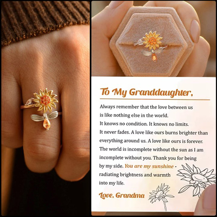 To My Granddaughter Sunflower Fidget Ring "You Are My Sunshine"-Jessemade AU