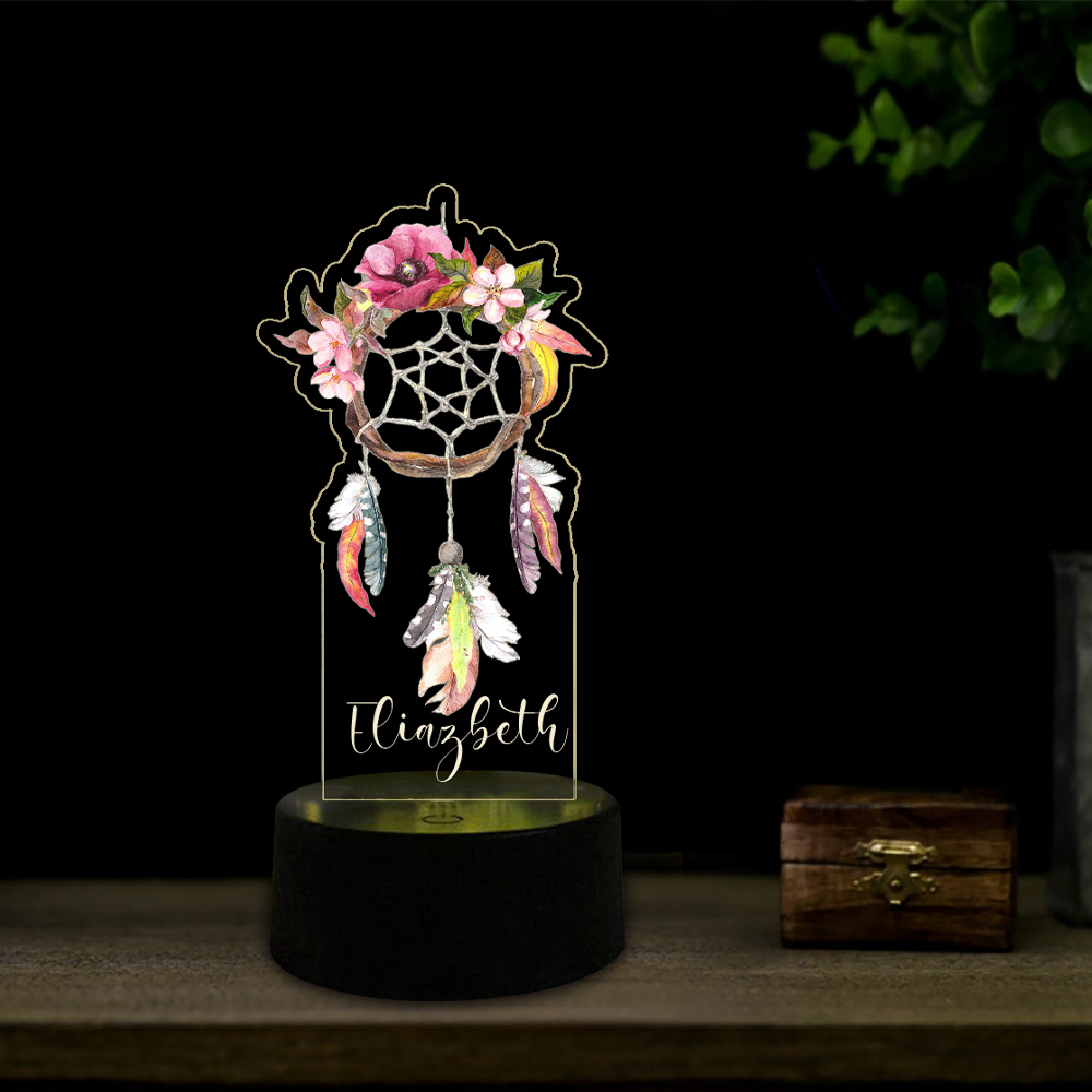 Custom Dream Catcher Night Light 7 Colours Changing Night Light With Name LED Lamp Gifts For Kids-Jessemade AU