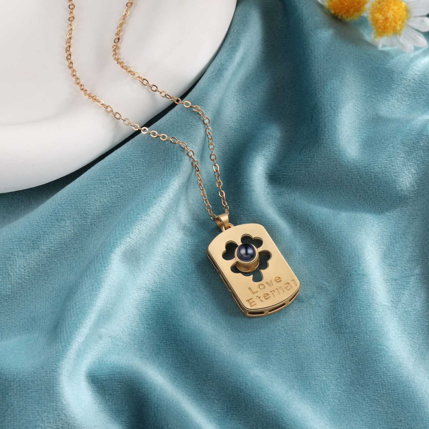 Couple Projection Necklace Set Four Leaf Clover Valentine's Day Gift Personalised Photo Necklace Creative Gift-Jessemade AU