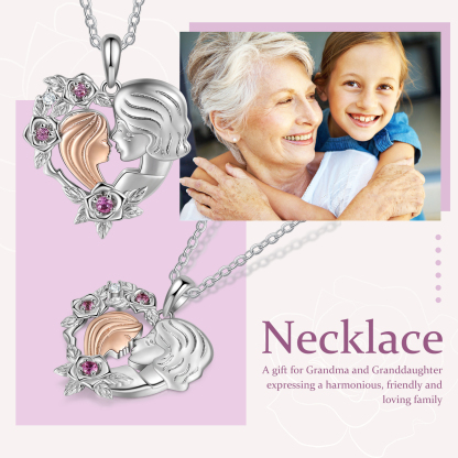 Grandmother and Granddaughter Flower Heart Necklaces Special Bond Necklaces Gift For Her-Jessemade AU