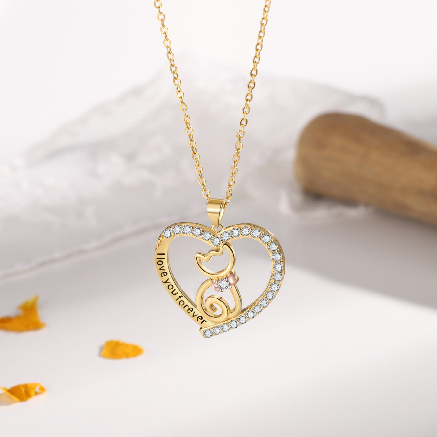 Heart Charm Cat Women's Necklace-Jessemade AU