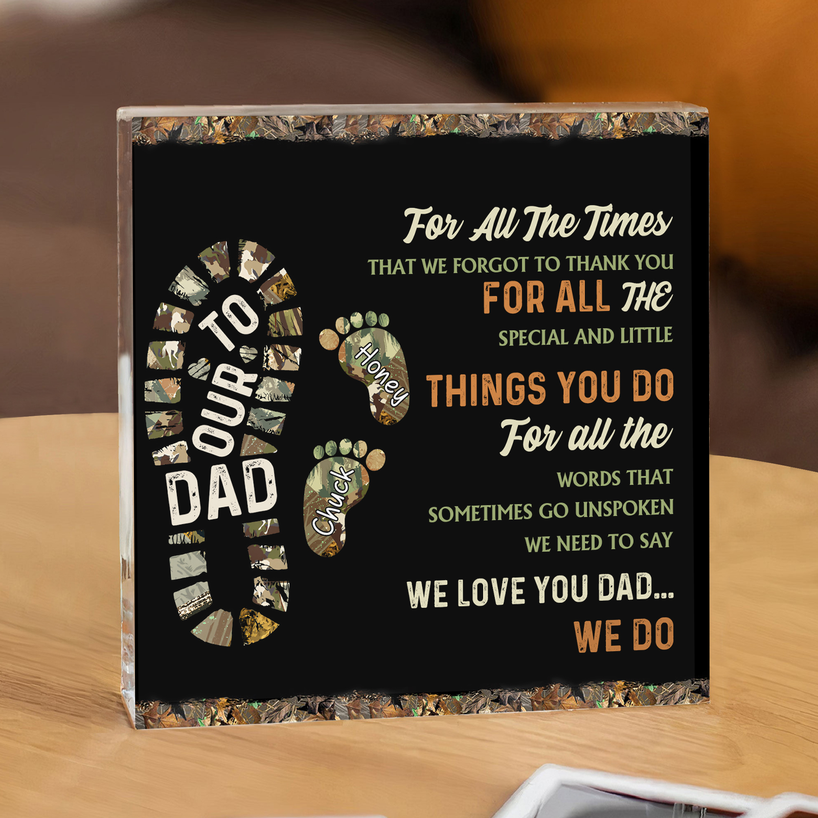 To My Dad Acrylic Square Keepsake Custom 2 Names Baby Feet Rectangle Plaque Father's Day Gift  - For All The Times That I Forgot To Thank You-Jessemade AU