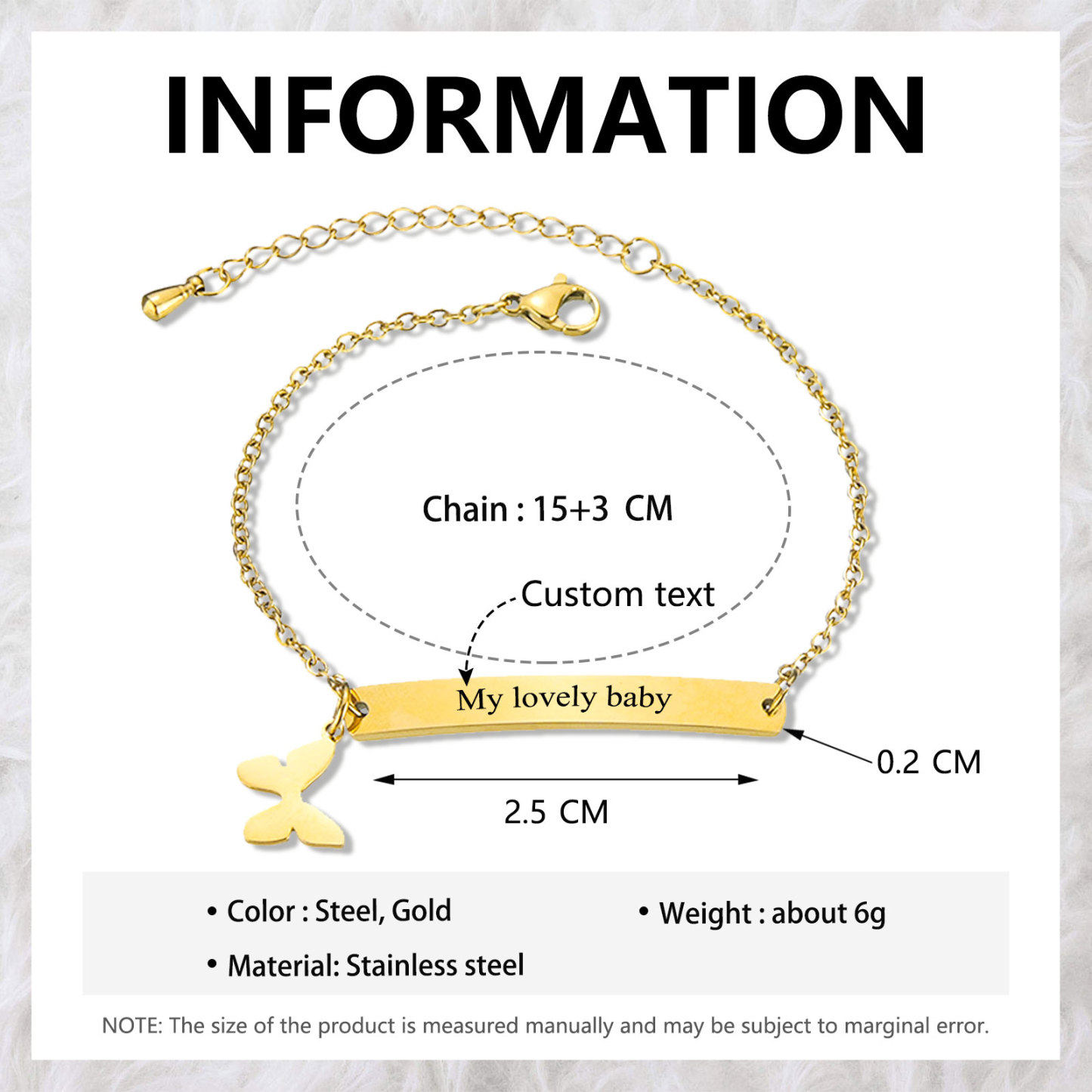 Custom 1 Name Bracelet Personalised Butterfly Bracelet Love Gifts For Her-Jessemade AU