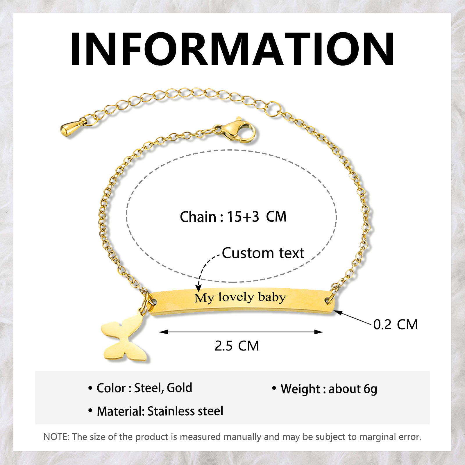 Custom 1 Name Bracelet Personalised Butterfly Bracelet Love Gifts For Her-Jessemade AU