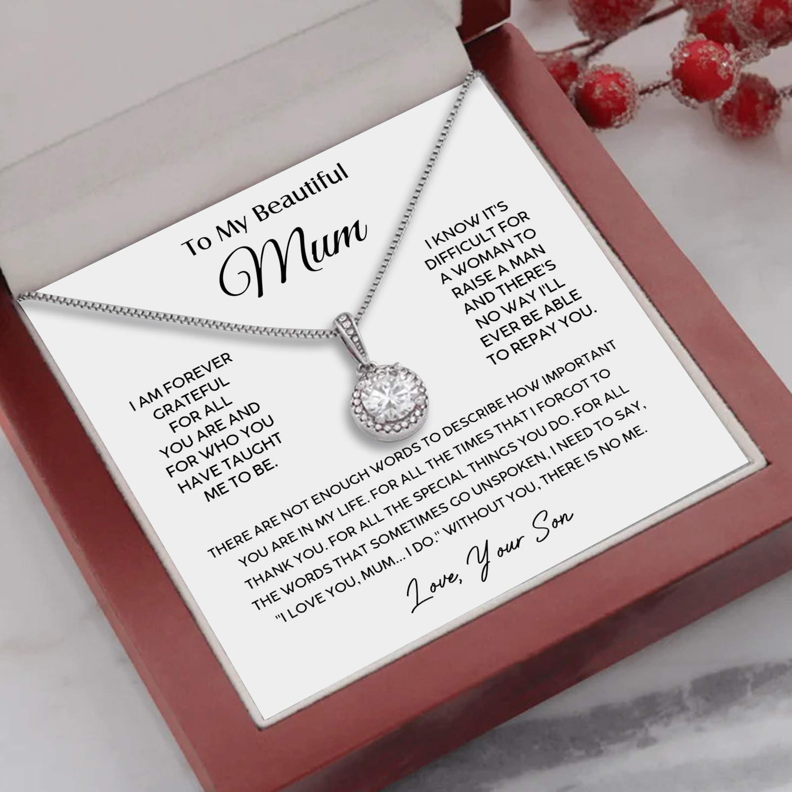 To My Beautiful Mum Necklace Mother's Day Gift Set - I Am Forever Grateful For All You Are And For Who You Have Taught Me Το Be-Jessemade AU