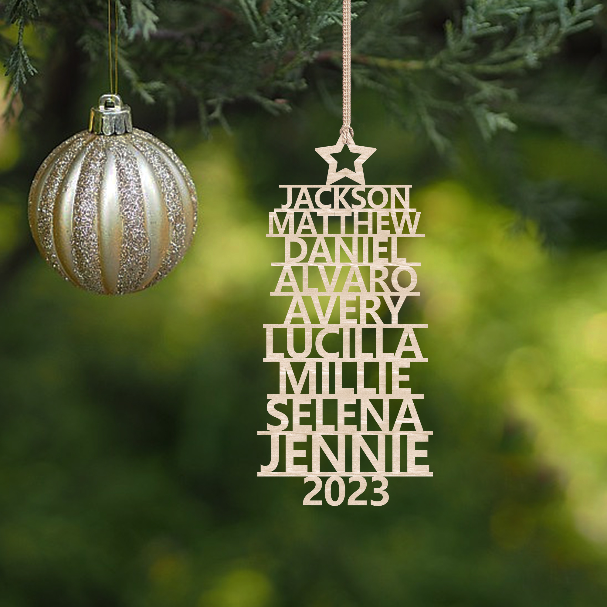 9 Names - Personalised Christmas Tree Ornaments Customised Name Xmas Wooden Decor Gifts for Family Friends-Jessemade AU