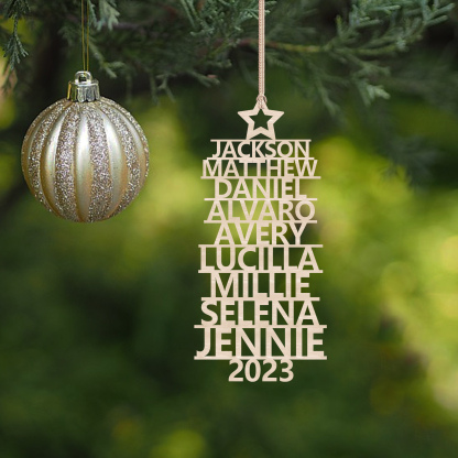 9 Names - Personalised Christmas Tree Ornaments Customised Name Xmas Wooden Decor Gifts for Family Friends-Jessemade AU