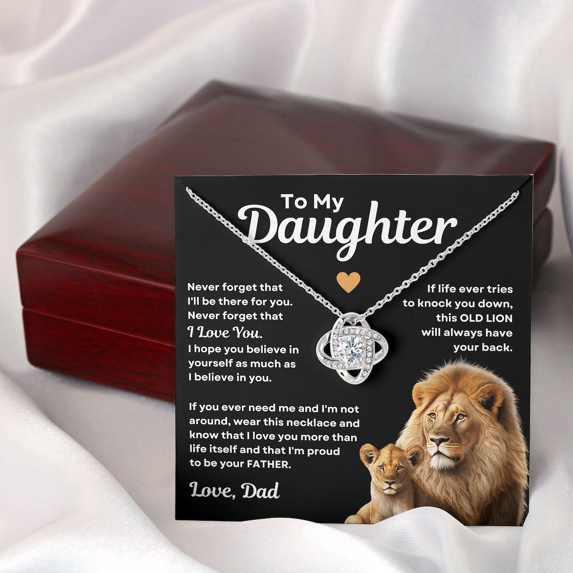 To My Daughter Love Knot Necklace Dad to Daughter Necklace Special Birthday Gift for Her - Never Forget That I'll Be There For You-Jessemade AU