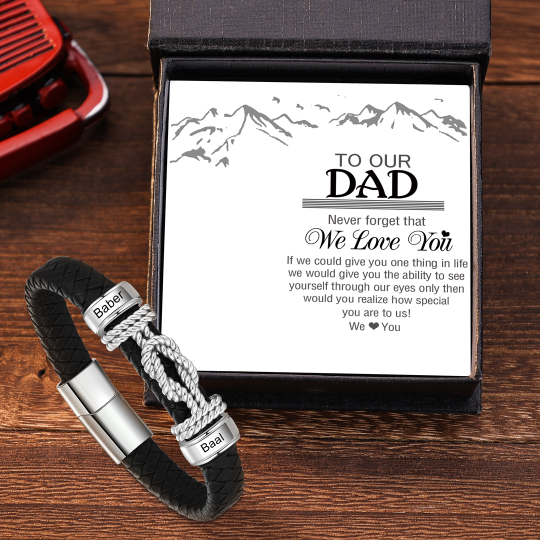 Custom Knot Leather Bracelet Personalised 2 Names Beaded Wrap Bracelets-Jessemade AU