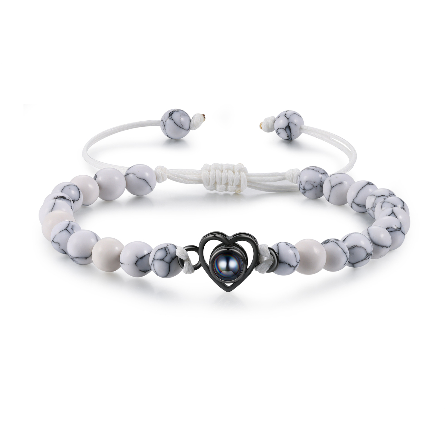 Personalised Projection Beaded Bracelet Customised Photo Bracelet White Adjustable Bracelet Personalised Gift for Couples-Jessemade AU