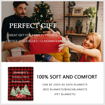 Personalised Christmas Movie Blanket Custom Name Blanket Christmas Gift for Family Friends - Christmas Movie Watching Blanket-Jessemade AU
