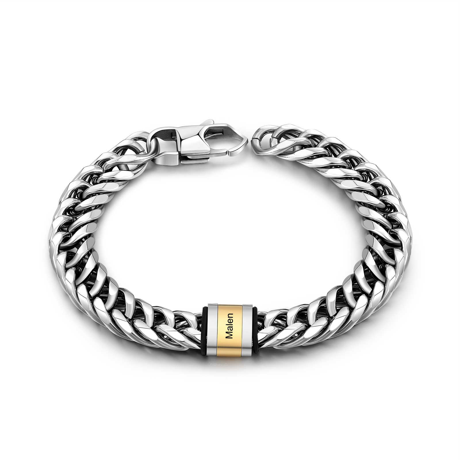 Personalised Cuban Chain Bracelet Customised Name Bracelet with 1 Beads